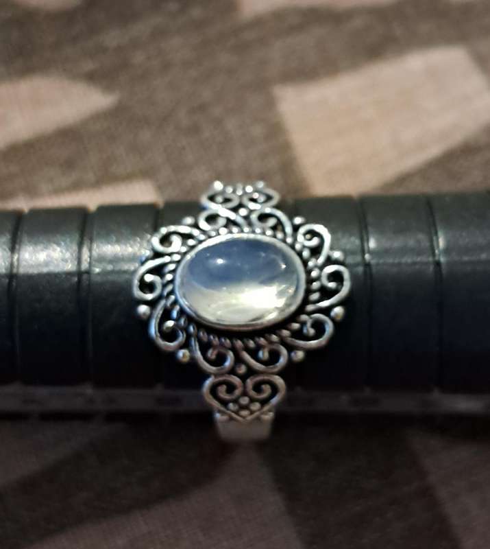 Opalite Ring Silver Plated Size 6