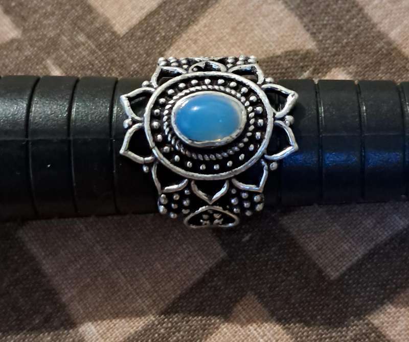 Opalite Ring Silver Plated Size 6.5