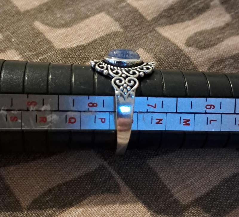 Opalite Ring Silver Plated Size 7.5