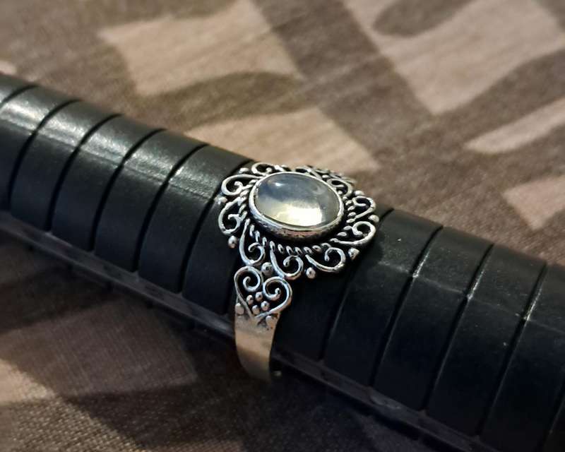 Opalite Ring Silver Plated Size 7.5