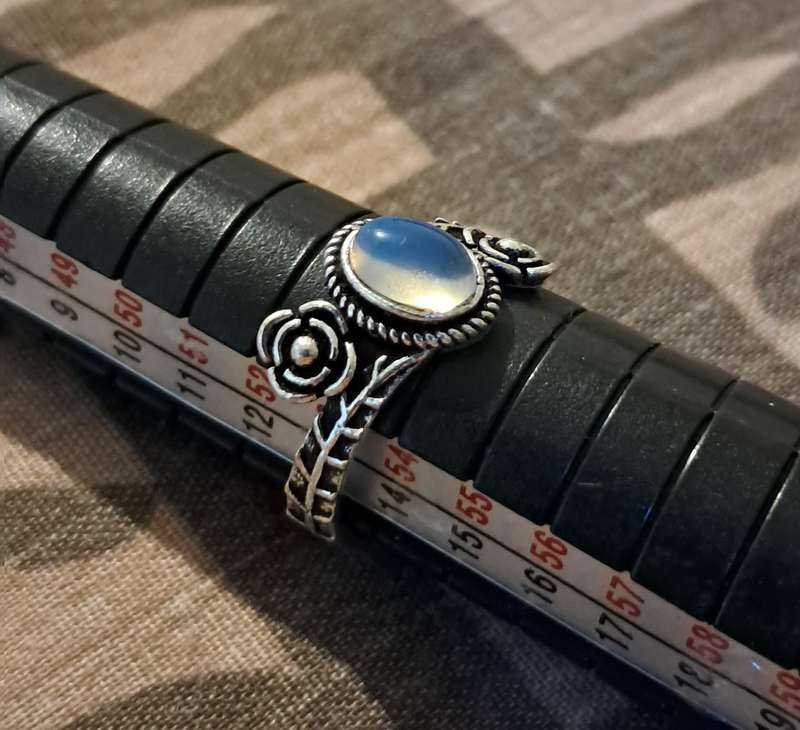 Opalite Ring Silver Plated Size 7