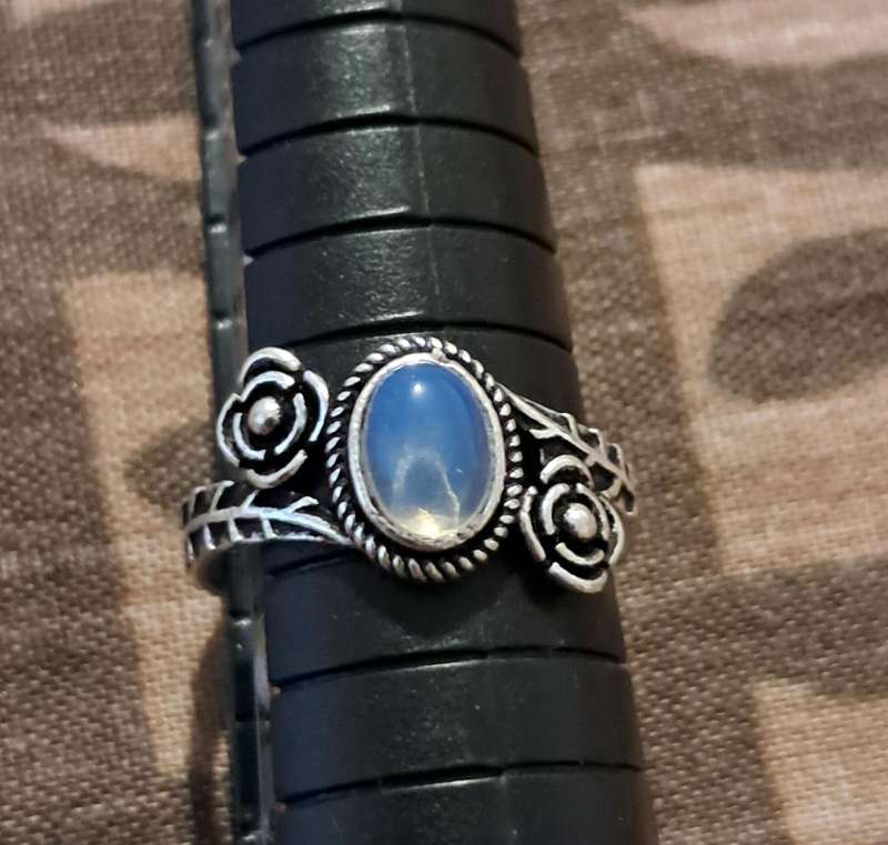 Opalite Ring Silver Plated Size 7