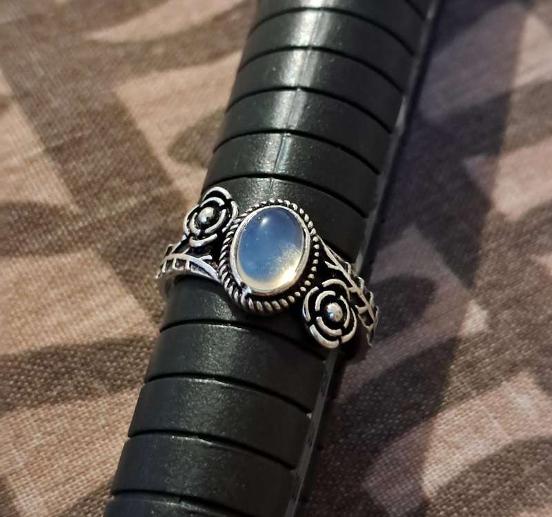 Opalite Ring Silver Plated Size 7