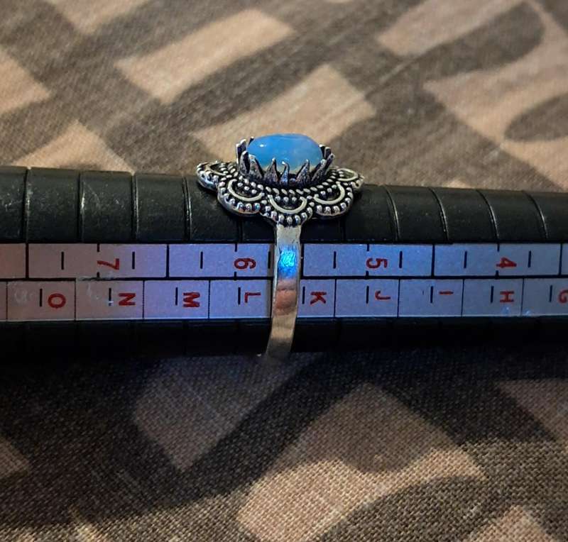 Opalite Ring Silver Plated Size 6