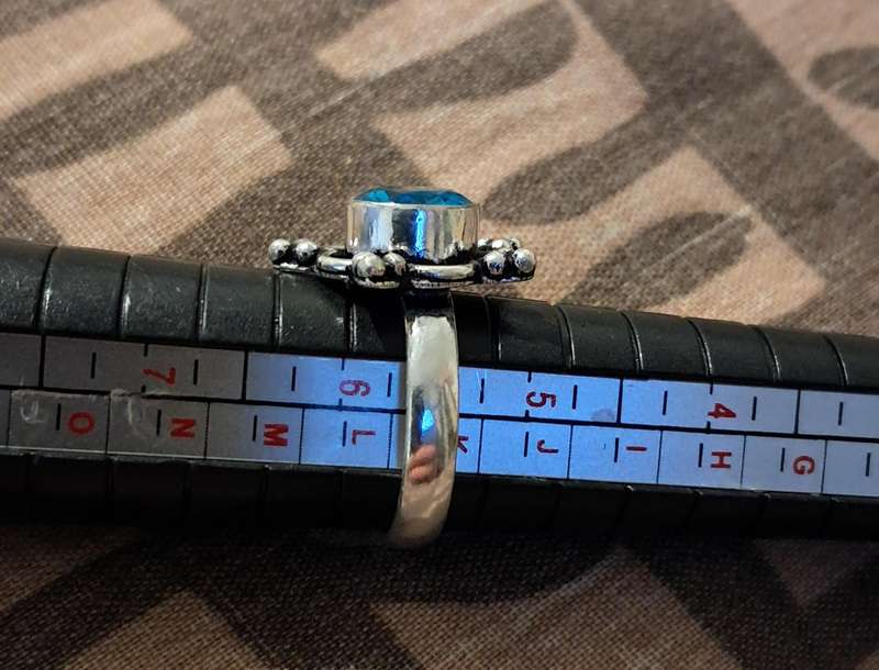 Blue Topaz Silver Plated Ring Size 6