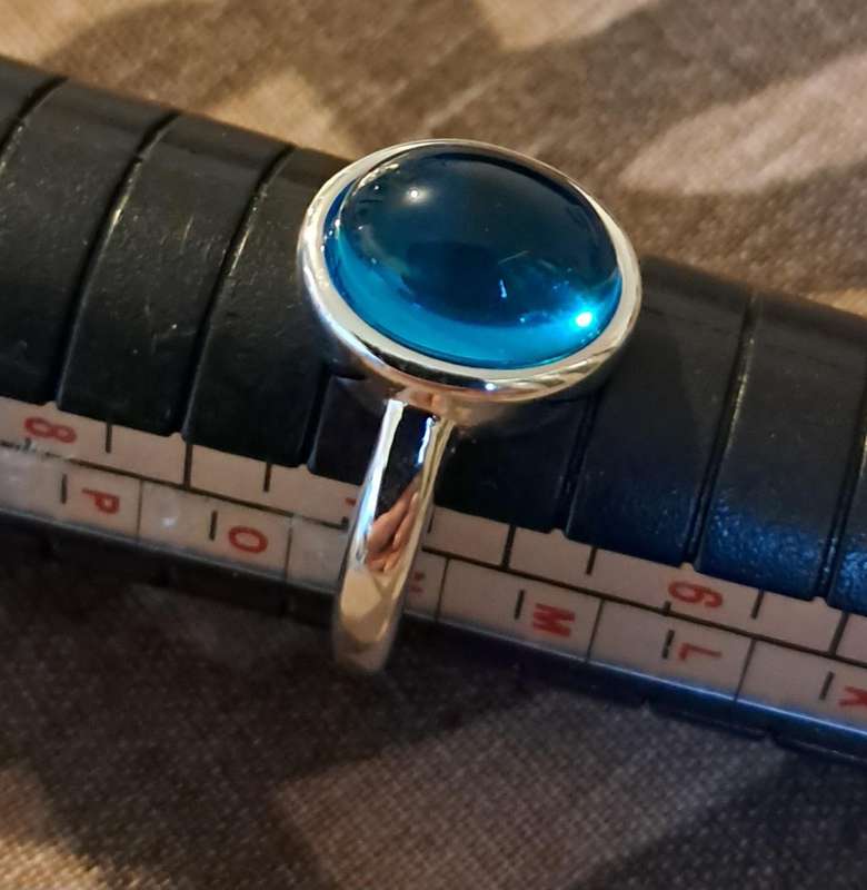 Aquamarine Silver Adjustable Ring