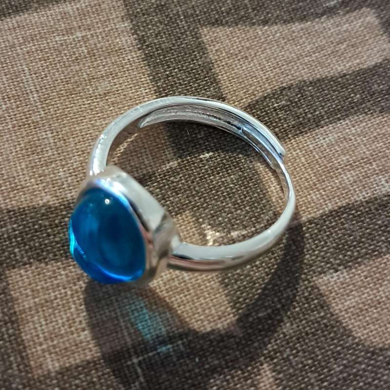 Aquamarine Silver Adjustable Ring