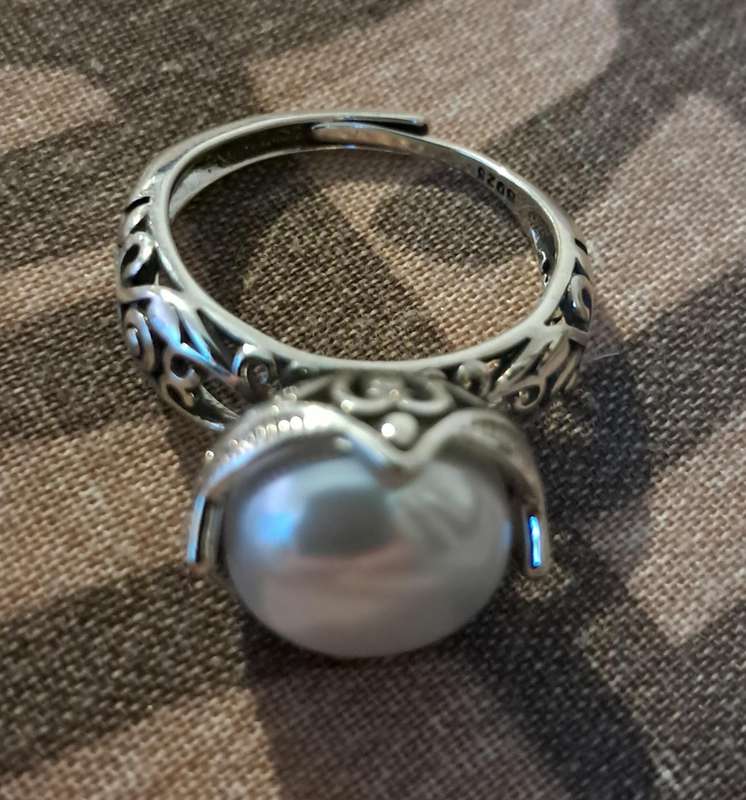 Freshwater Pearl Sterling Silver Adjustable Ring