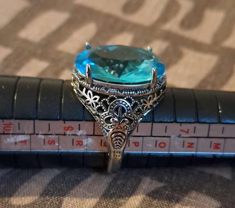 Synthetic Aquamarine Ring Size 8