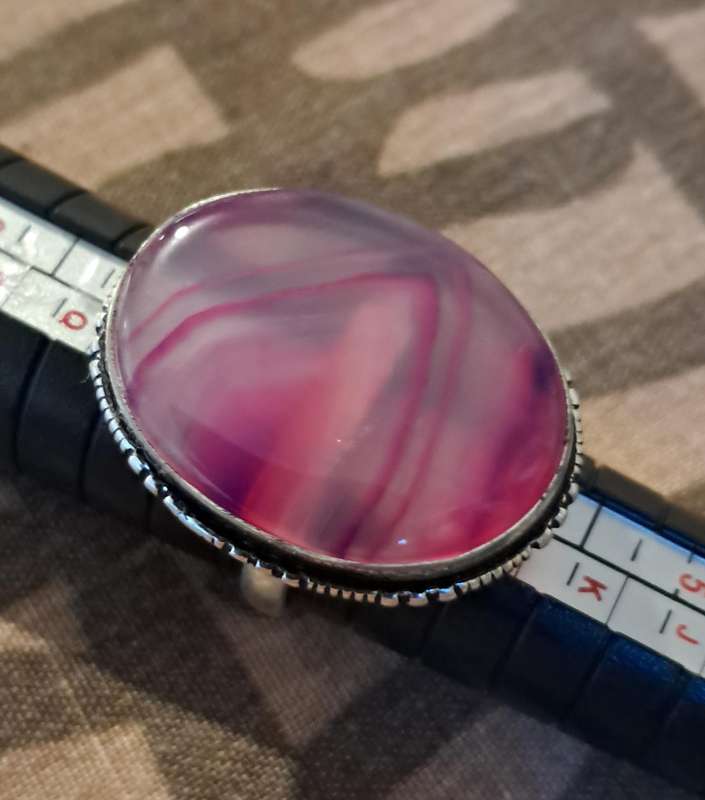 Genuine Onyx Gemstone Silver Plated Ring Size 7