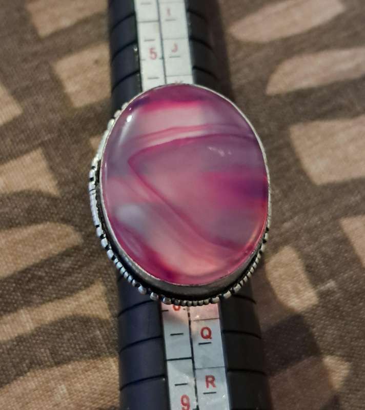 Genuine Onyx Gemstone Silver Plated Ring Size 7