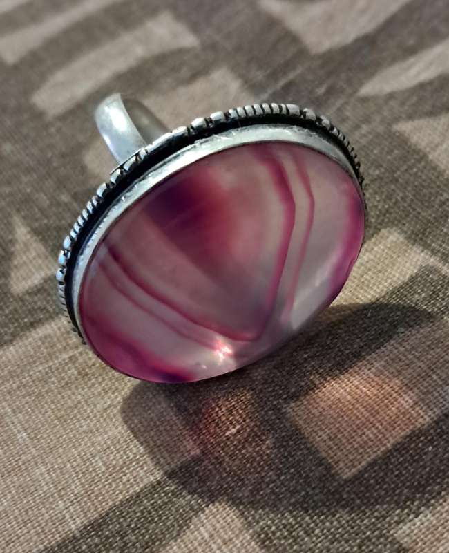 Genuine Onyx Gemstone Silver Plated Ring Size 7