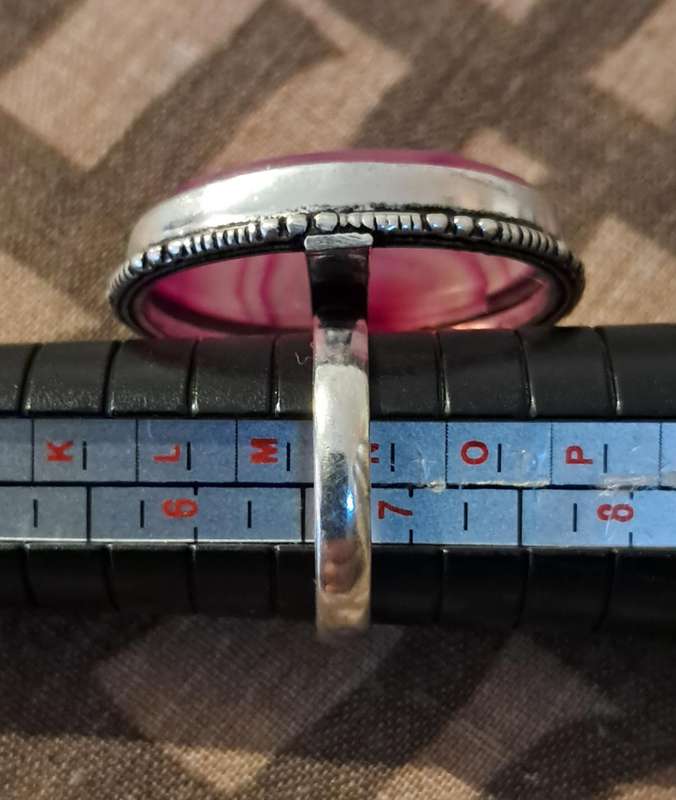 Genuine Onyx Gemstone Silver Plated Ring Size 7