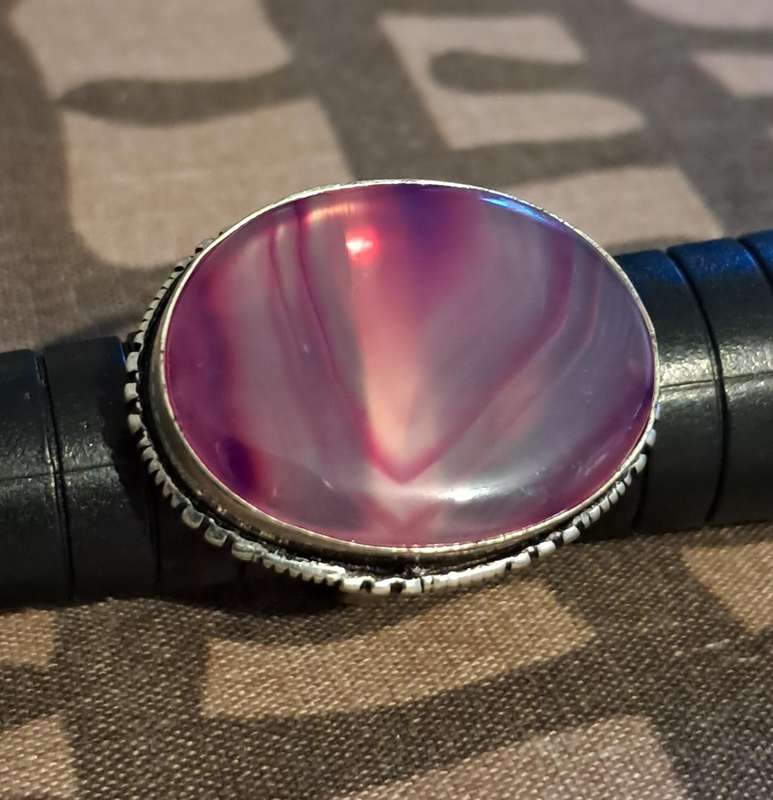 Genuine Onyx Gemstone Silver Plated Ring Size 7
