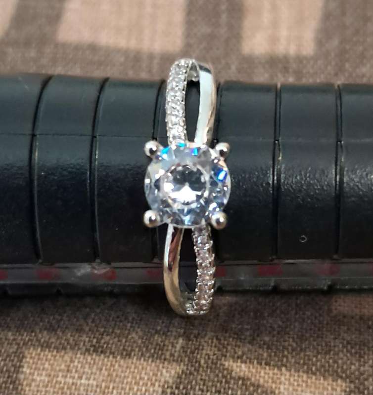 Silver Synthetic Cubic Synthetic Zirconia Adjustable Ring