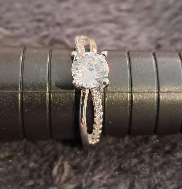 Silver Synthetic Cubic Synthetic Zirconia Adjustable Ring