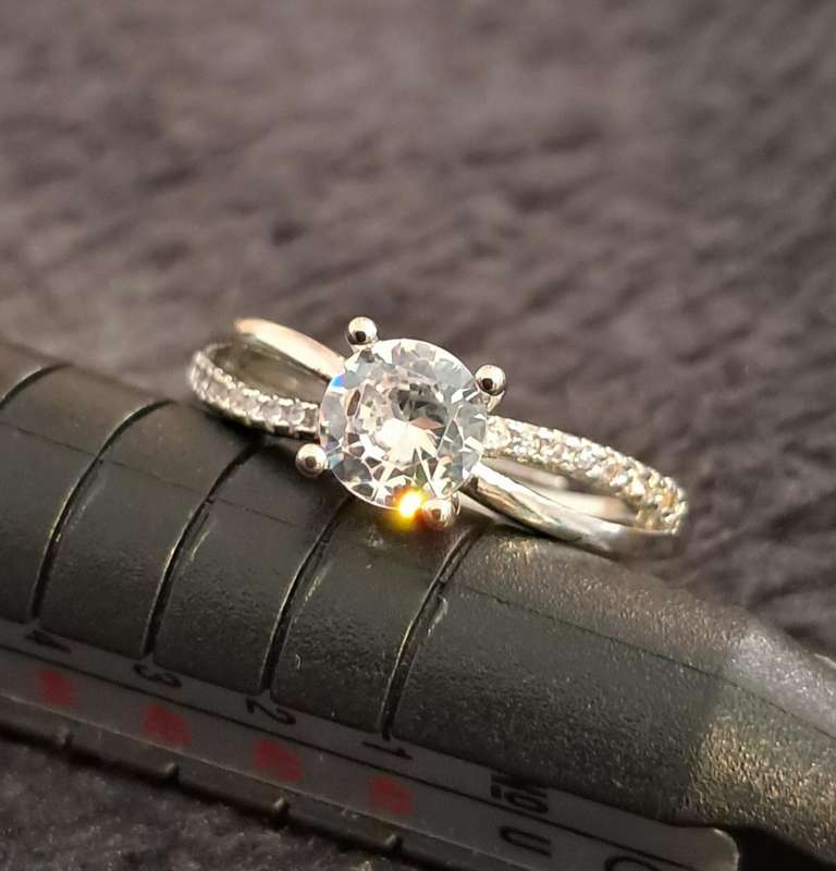 Silver Synthetic Cubic Synthetic Zirconia Adjustable Ring