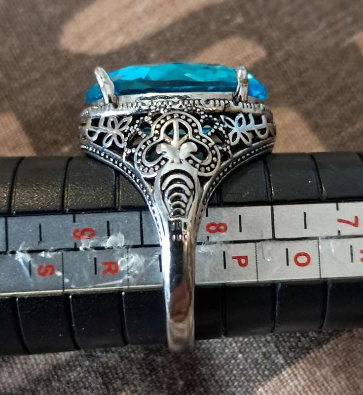 Synthetic Aquamarine Ring Size 8