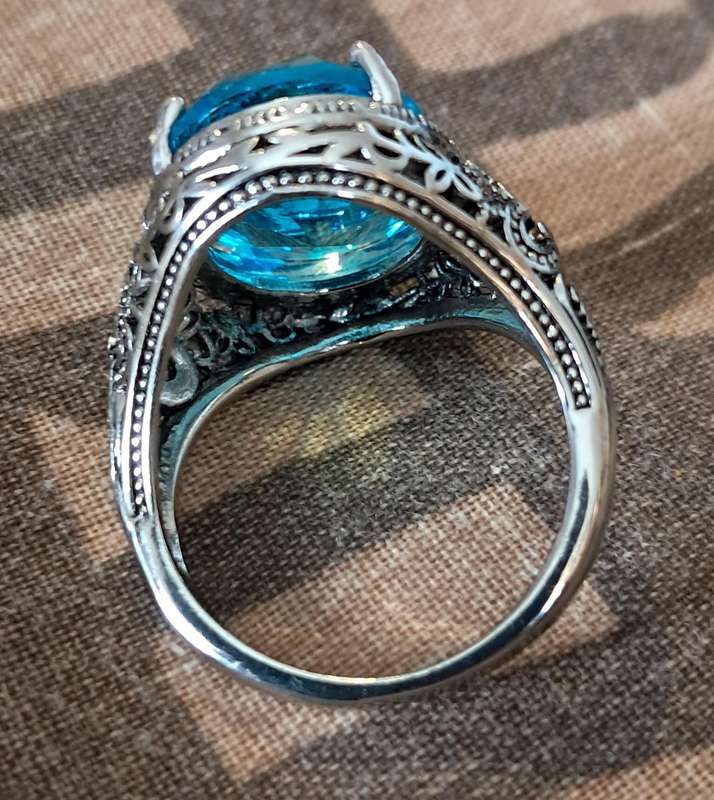 Synthetic Aquamarine Ring Size 8
