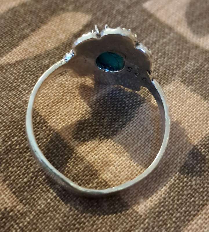 Natural Stone Adjustable Silver Plated Ring Size 7