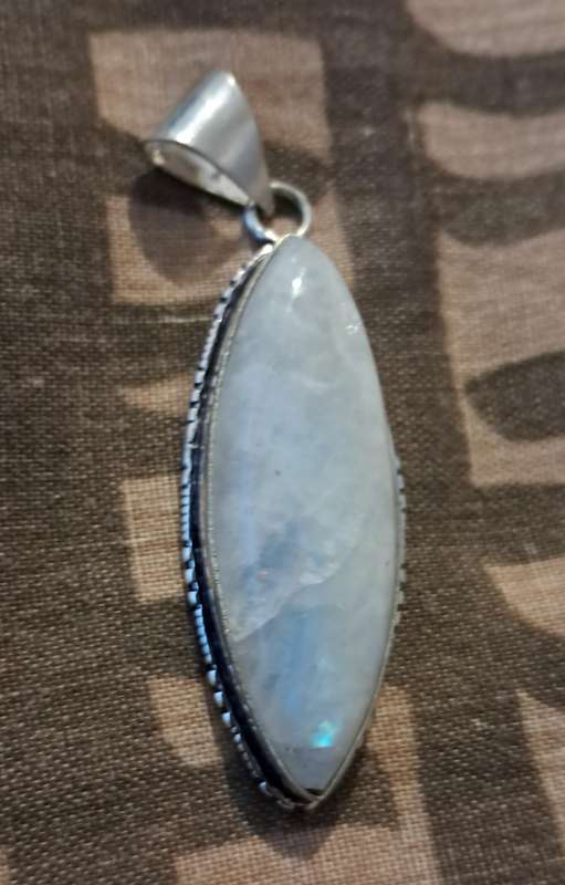 Genuine Moonstone Silver Plated Pendant