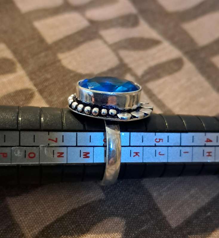 Blue Topaz Silver Plated Ring Size 6