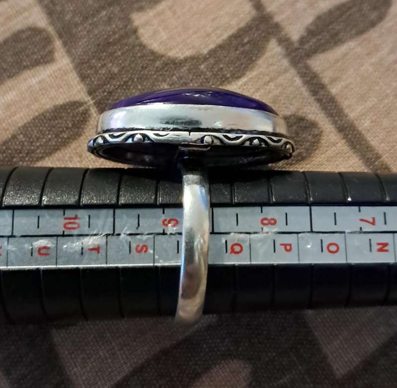 Natural Stone Ring Silver Plated Size 9