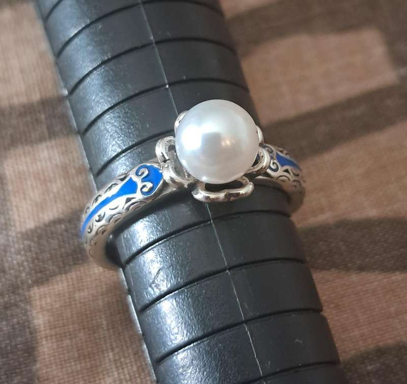 Sterling Silver Adjustable Ring Imitation Pearl