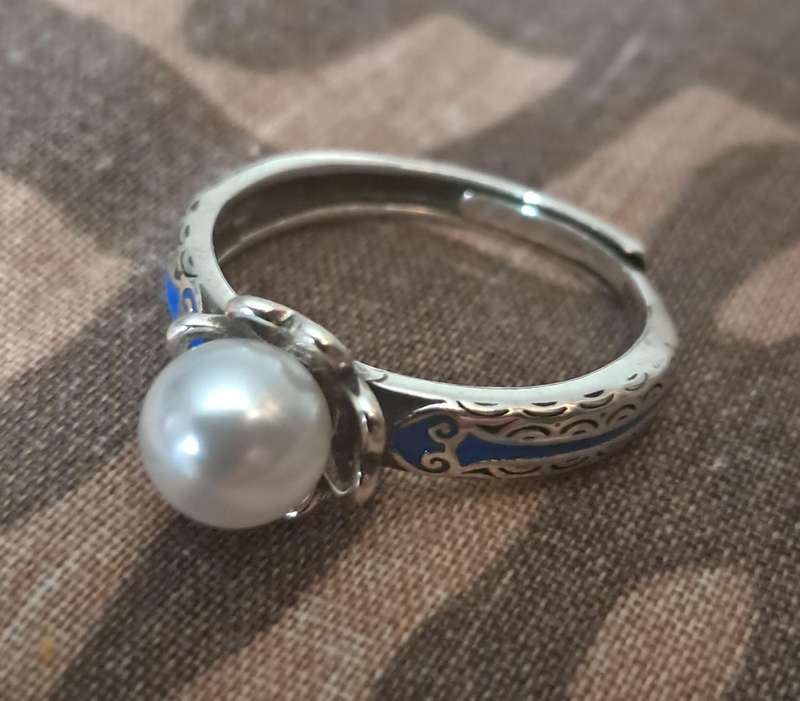 Sterling Silver Adjustable Ring Imitation Pearl