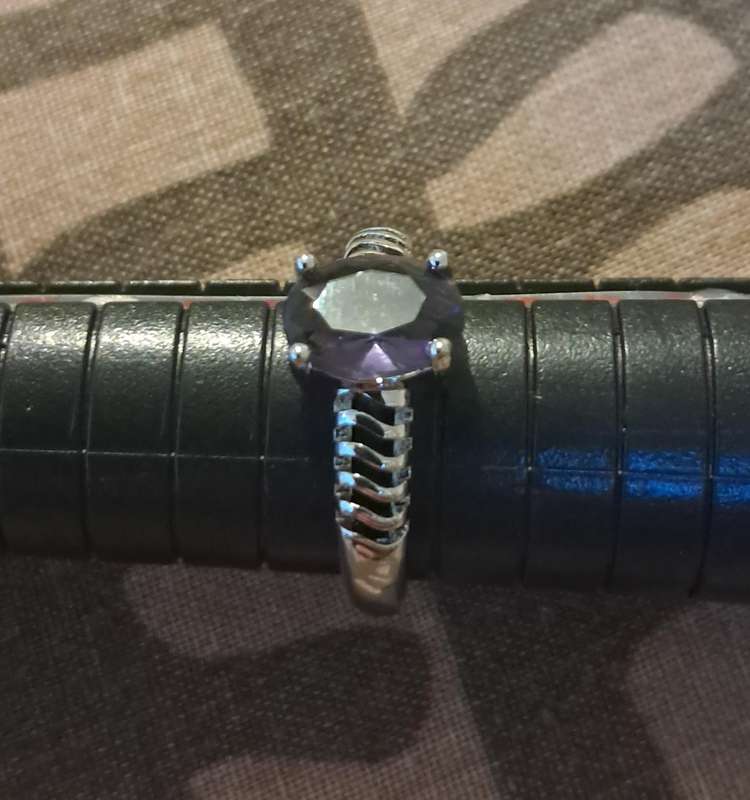 Synthetic Zirconia Silver Plated Size 7 Ring