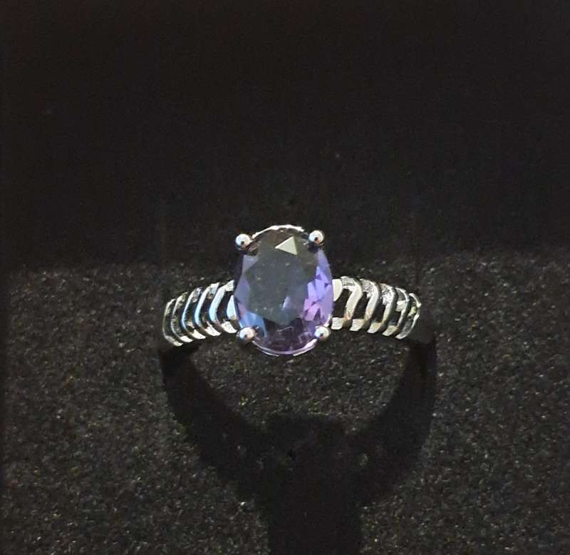 Synthetic Zirconia Silver Plated Size 7 Ring