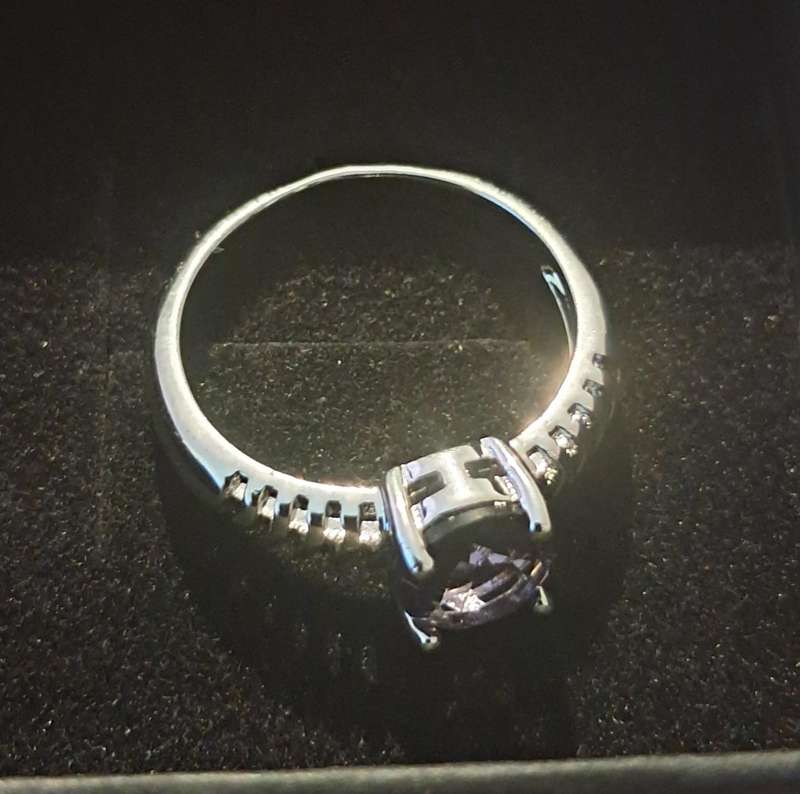 Synthetic Zirconia Silver Plated Size 7 Ring