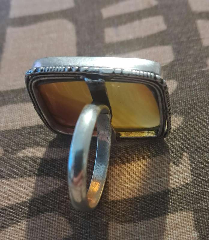 Natural Stone Silver Plated Ring Size 10