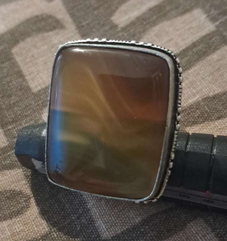 Natural Stone Silver Plated Ring Size 10
