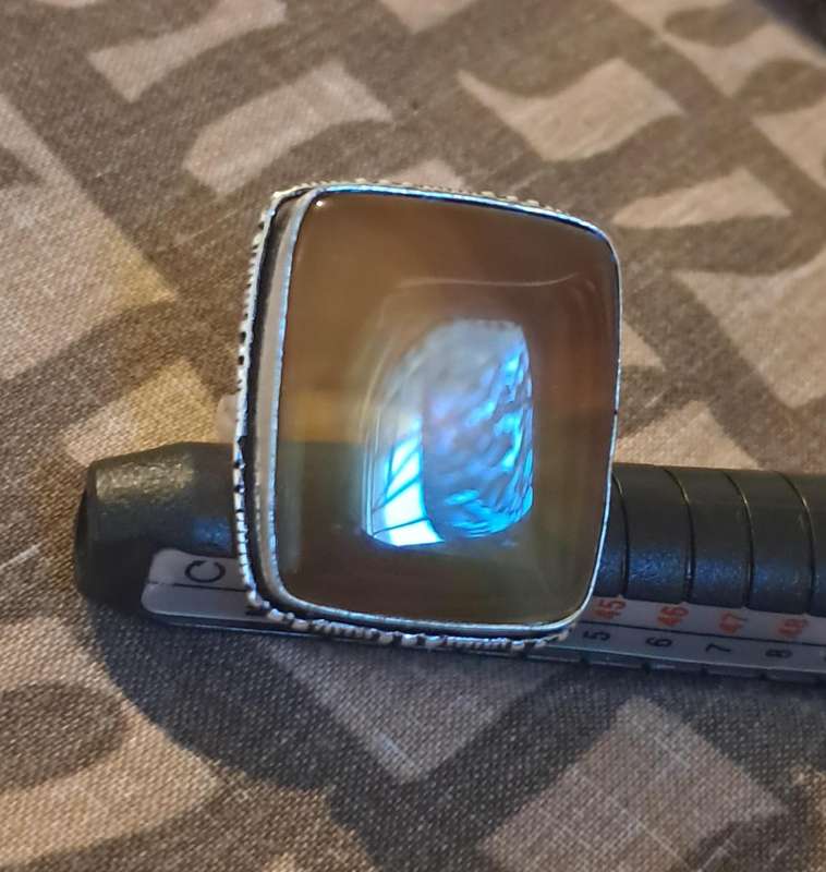 Natural Stone Silver Plated Ring Size 10