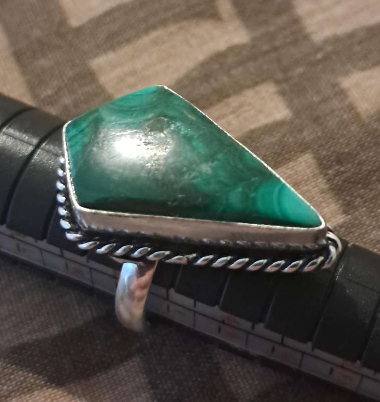 Natural Stone Silver Plated Adjustable Ring