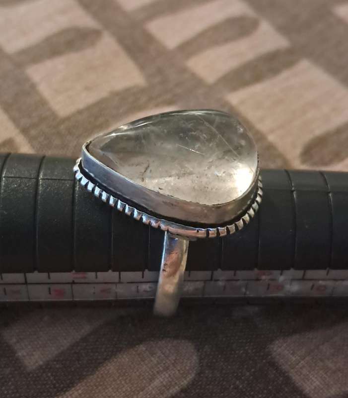 Silver Plated Adjustable Natural Stone Ring