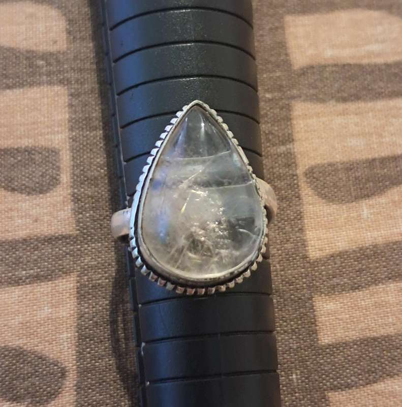 Silver Plated Adjustable Natural Stone Ring