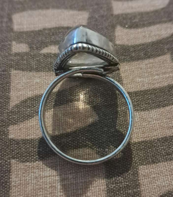 Silver Plated Adjustable Natural Stone Ring