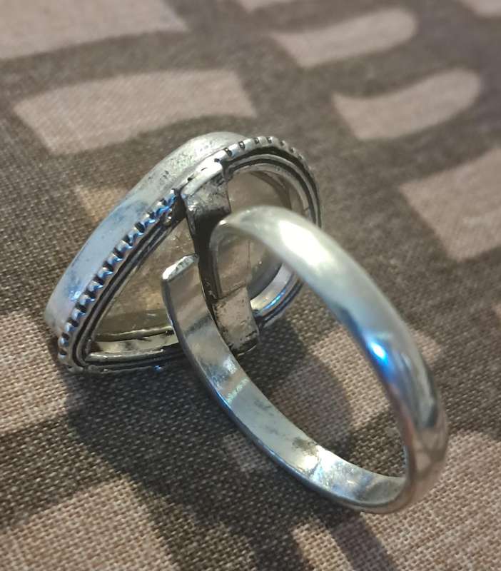 Silver Plated Adjustable Natural Stone Ring
