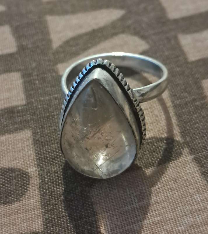 Silver Plated Adjustable Natural Stone Ring