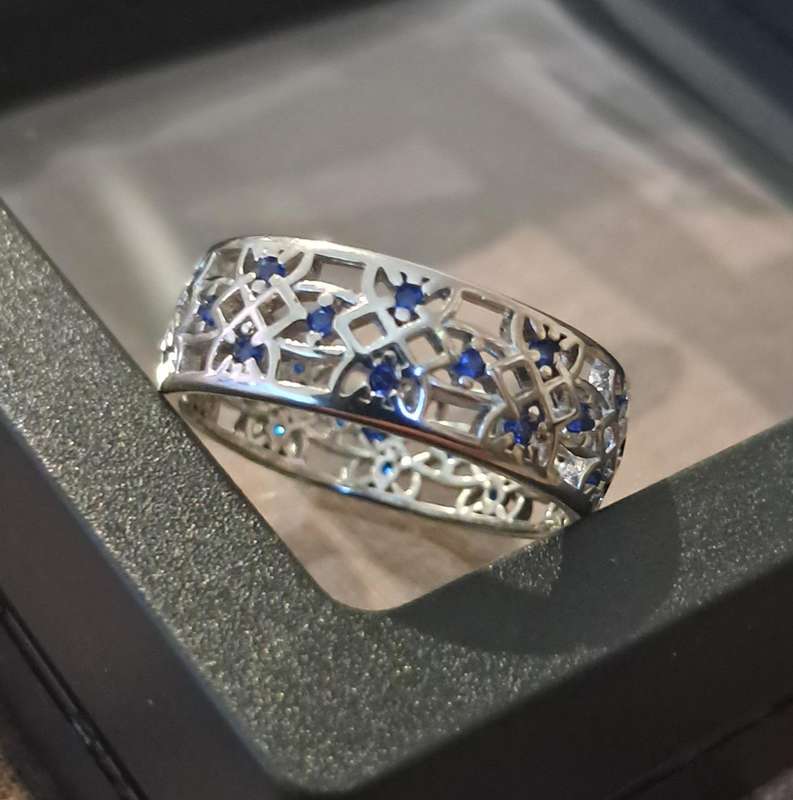 Synthetic Zirconia Silver Plated Size 7 Ring