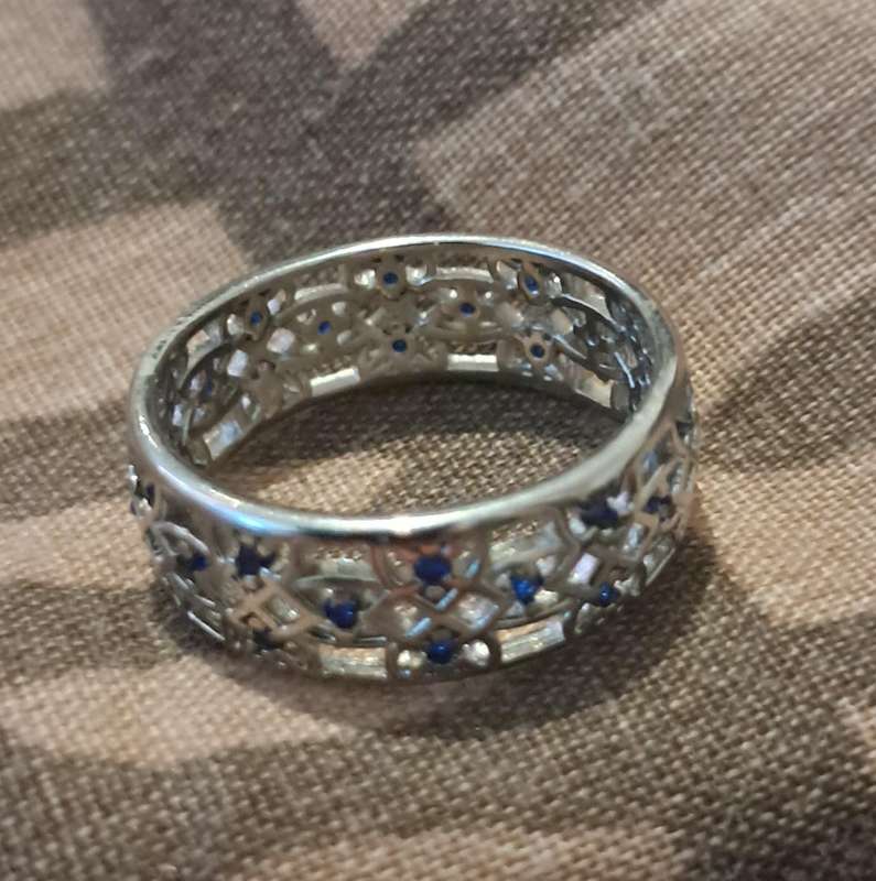 Synthetic Zirconia Silver Plated Size 7 Ring
