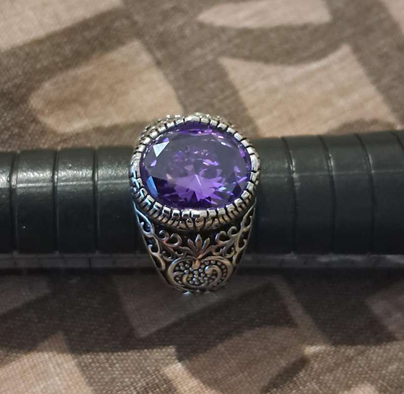 Synthetic Zirconia Silver Plated Ring Size 7