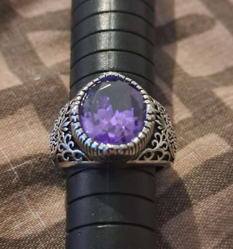 Synthetic Zirconia Silver Plated Ring Size 7