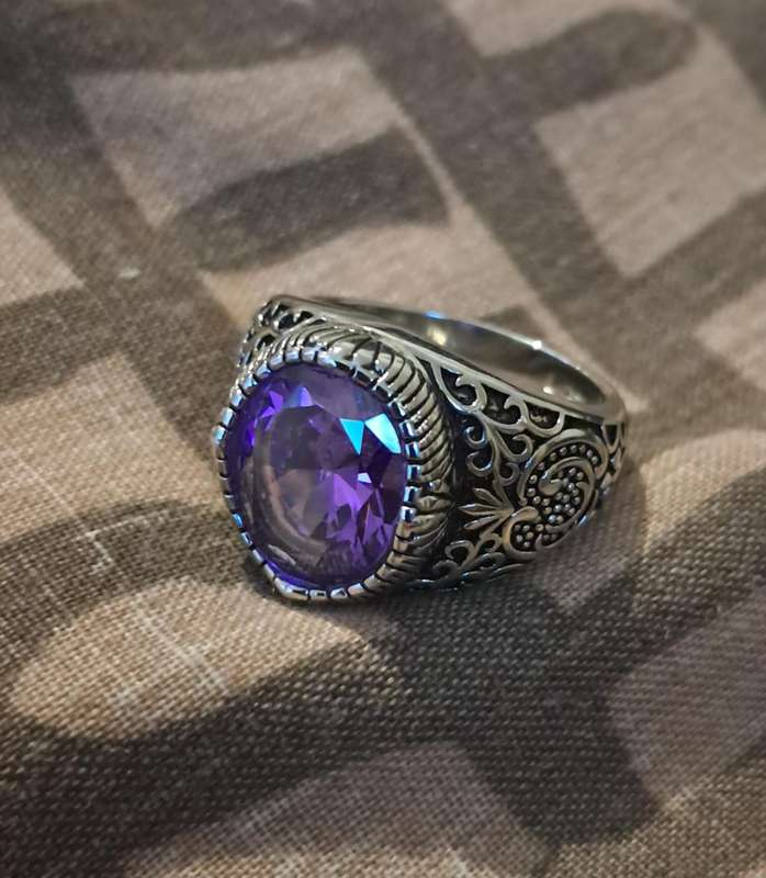 Synthetic Zirconia Silver Plated Ring Size 7