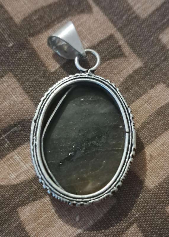 Genuine Labradorite Pendant Silver Plated Oval