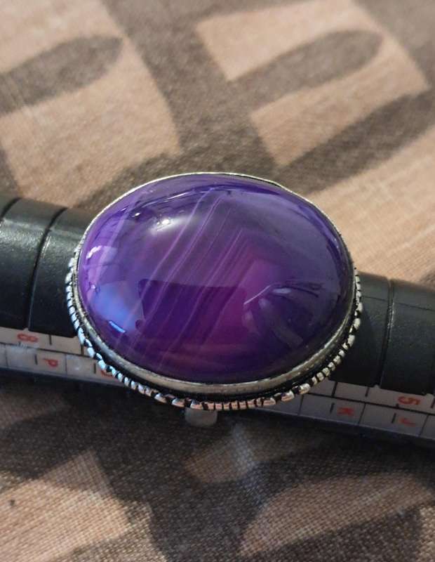 Genuine Onyx Silver Plated Ring Size 6 & 3/4