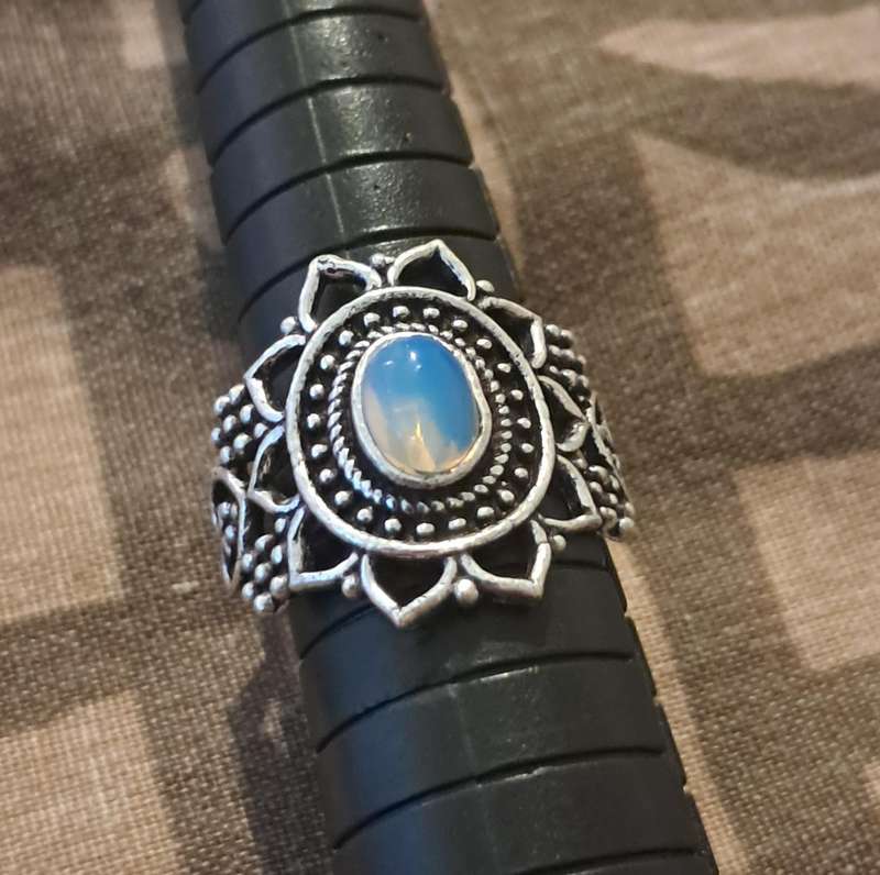 Opalite Silver Plated Ring Size 6 & 3/4