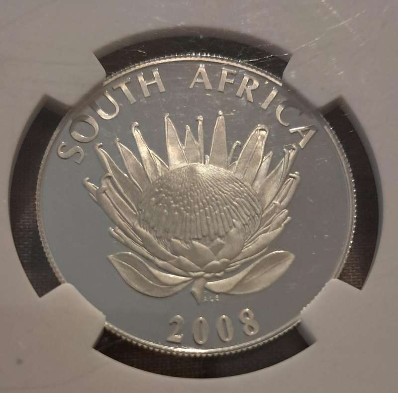 2008  PF 70 Ultra Cameo Mahatma Gandhi Silver 1 Rand